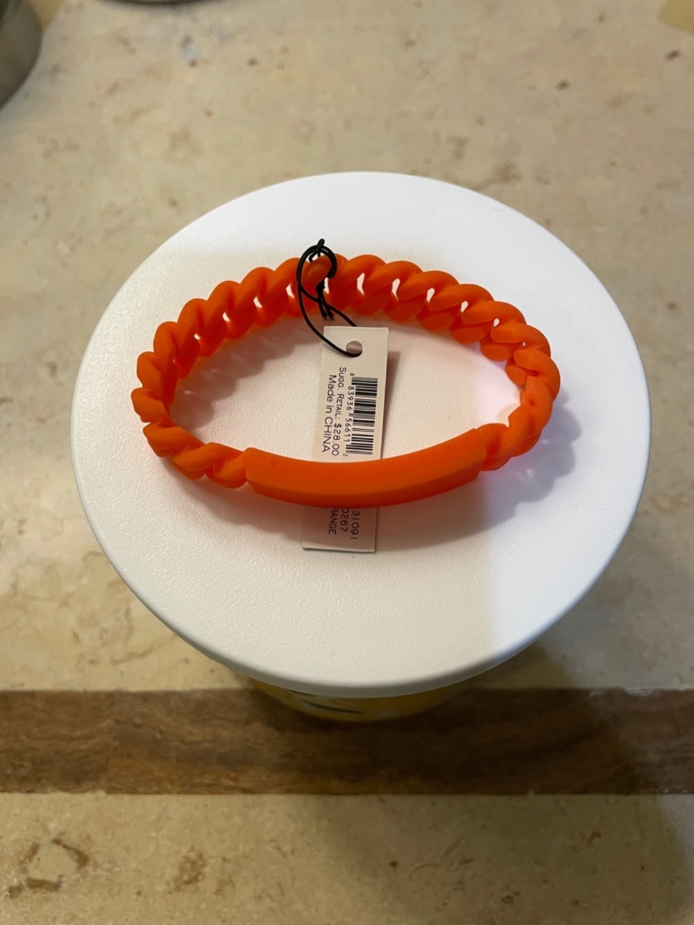 Marc Jacobs orange rubber style unisex bracelet NWT